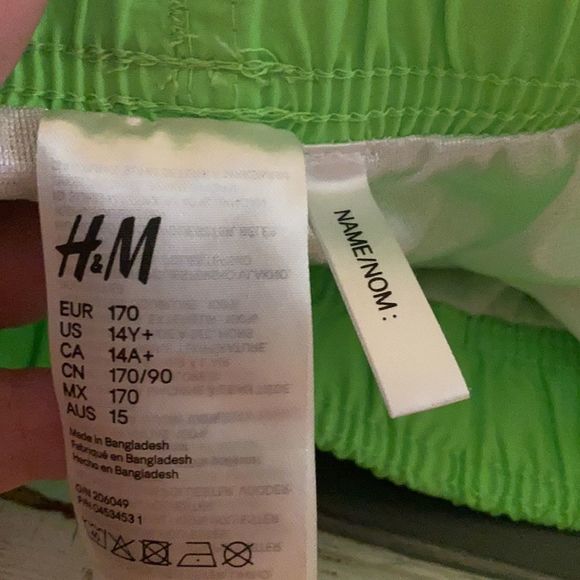 H&M Swim Trunks Neon Elastic Waist Drawstring Liner - Picture 5 of 5